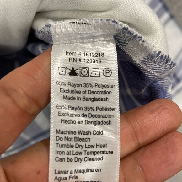 NEW Jachs Girlfriend Womens XL Blue & White Plaid Button-Up Flannel Shirt - Picture 6 of 9